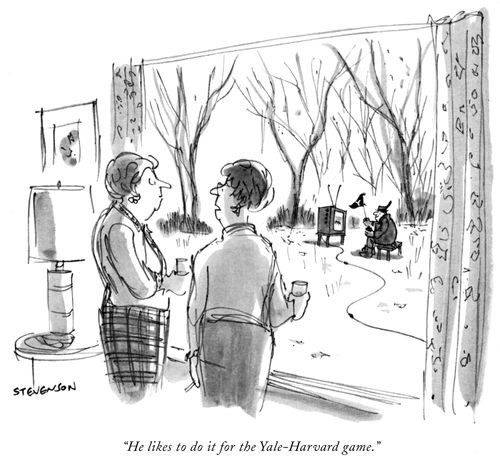 "He likes to do it for the Yale-Harvard game."
