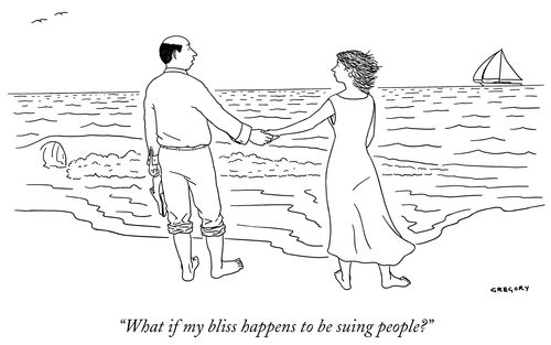 "What if my bliss happens to be suing people?"