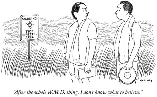 "After the whole W.M.D. thing, I don't know what to believe."