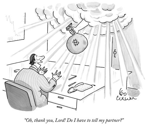 "Oh, thank you, Lord! Do I have to tell my partner?"