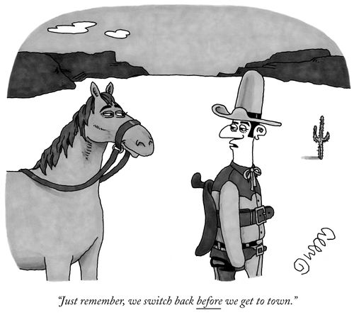 "Just remember, we switch back before we get to town."