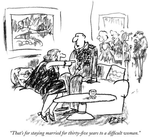 "That's for staying married for thirty-five years to a difficult woman."