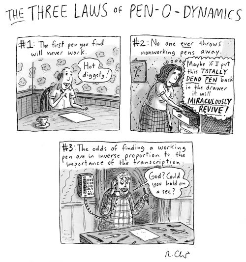 The three laws pf pen-o-dynamics