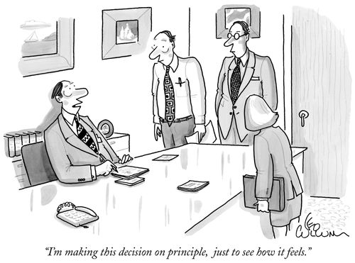 "I'm making this decision on principle, just to see how it feels."