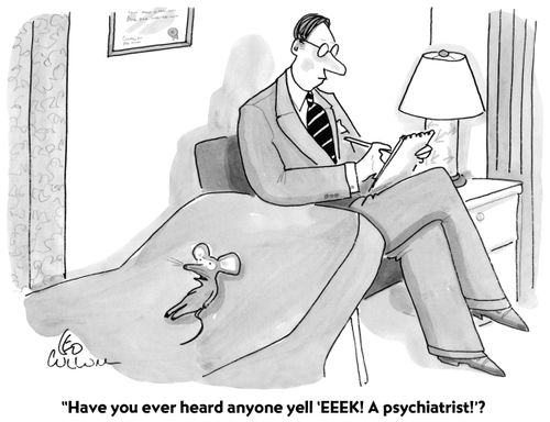 "Have you ever heard anyone yell 'EEEK! A psychiatrist!'?"