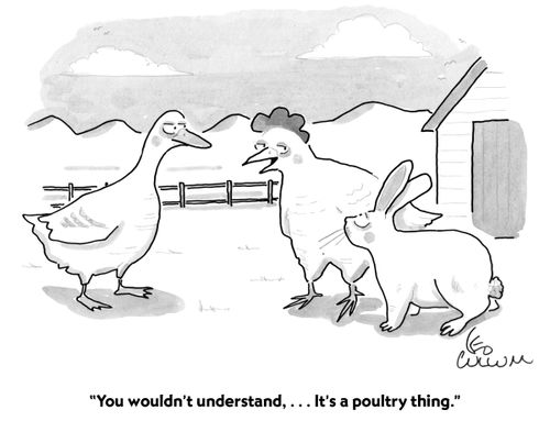 "You wouldn't understand,...it's a poultry thing."