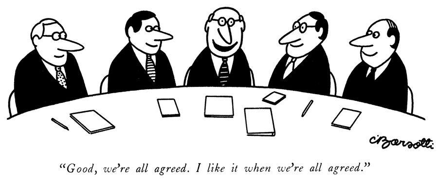 "Good, we're all agreed. I like it when we're all agreed."