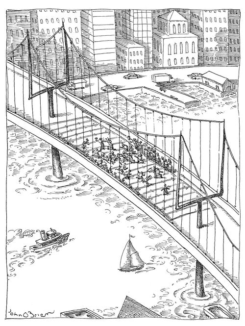 People playing football on a bridge