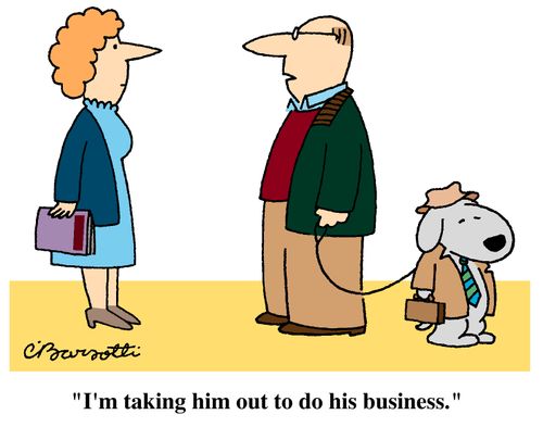 "I'm taking him out to do his business."