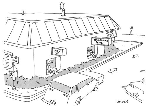 A drive-thru with a pepper window