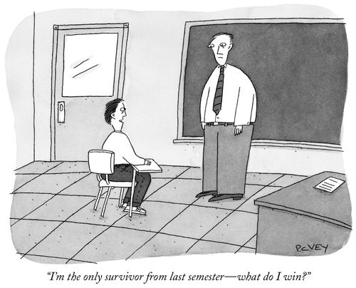 "I'm the only survivor from last semester- what do I win?"