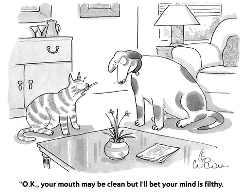 "O.K., your mouth may be clean but I'll bet your mind is filthy."