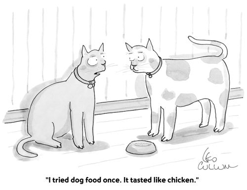 "I tried dog food once. It tasted like chicken."
