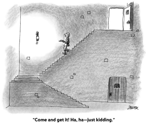 "Come and get it! Ha, ha- just kidding."