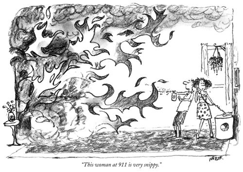"The woman at 911 is very snippy."