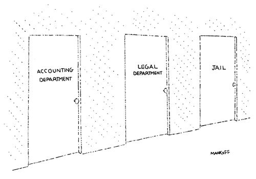 Accounting Department, Legal Department, Jail.