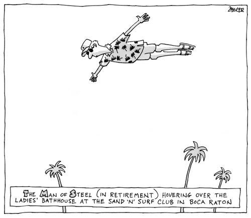 The Man of Steel (in retirement) hovering over the ladies' bathhouse at the sand n' surf in Boca Raton