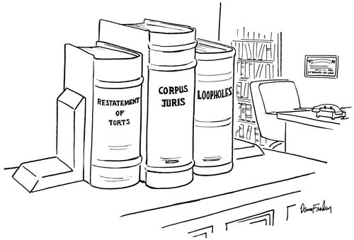 A bookshelf in a lawyer's office.