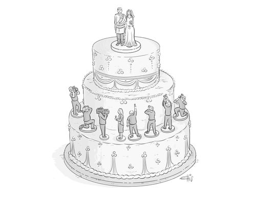 Royal wedding cake, complete with paparazzi figures
