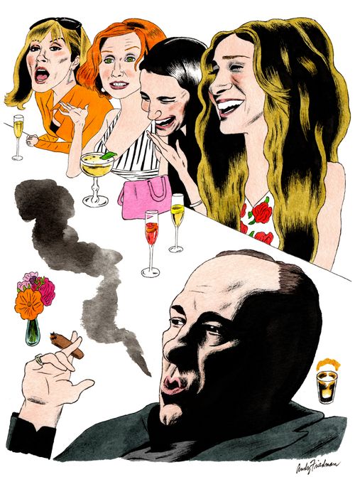 Sarah Jessica Parker, Cynthia Nixon, Kim Cattrall, Kristin Davis and James Gandolfini.