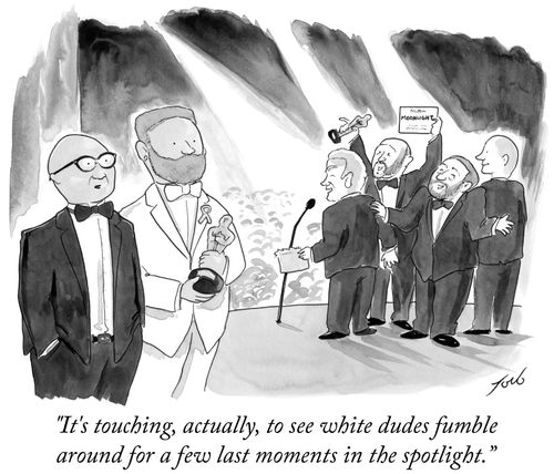 "It's touching, actually, to see white dudes fumble around for a few last moments in the spotlight."