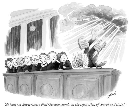 "At least we know where Neil Gorsuch stands on the separation of church and state."