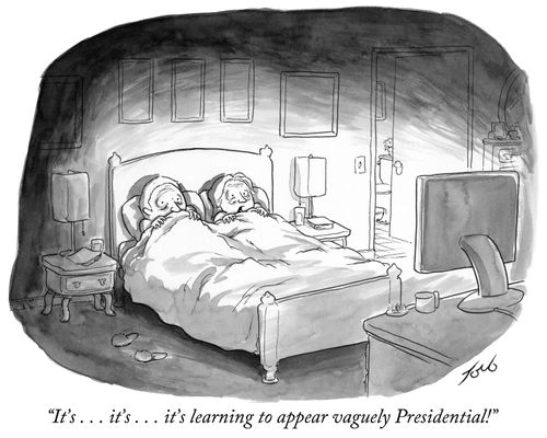 "It's...it's...learning to appear vaguely Presidential!"