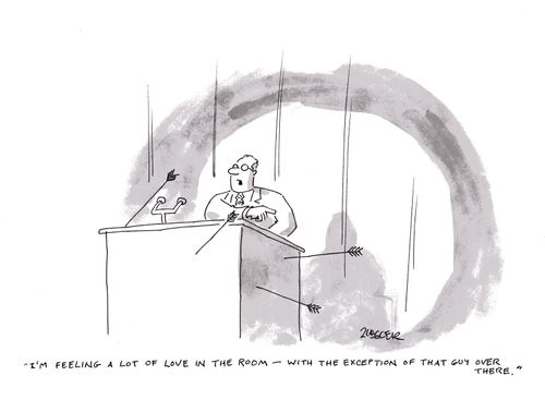 "I'm feeling a lot of love in the room - with the exception of that guy over there."