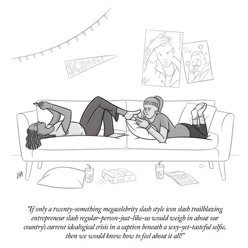 "If only a twenty-something megacelebrity slash style icon slash trailblazing entrepreneur slash regular-person-just-like-us would weigh in about our country's current ideological crisis..."