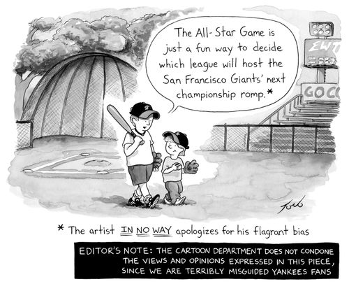 "The All-Star Game is just a fun way to decide which league will host the San Francisco Giants' next championship romp.*"