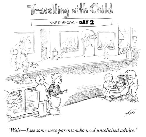 "Travelling with Child Sketchbook - day 2."