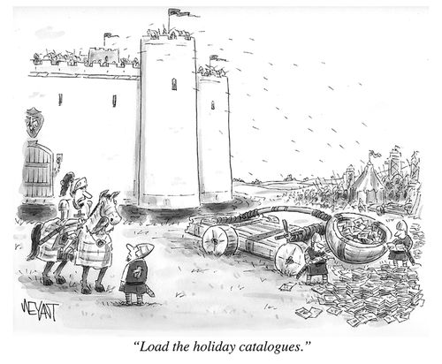 "Load the holiday catalogues."