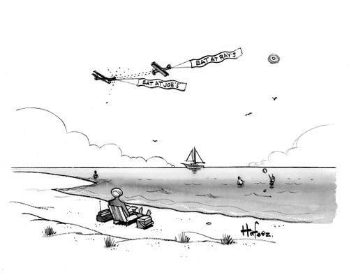 Plane with banner shoots at another.