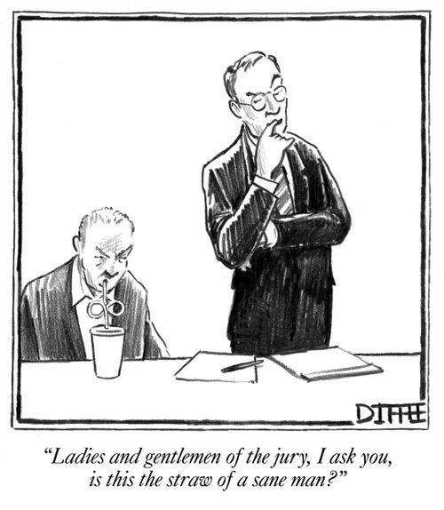 "Ladies and gentleman of the jury, I ask you, is this the straw of a sane man?"