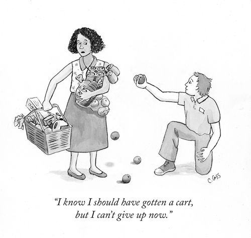 "I know I should have gotten a cart, but I can't give up now."