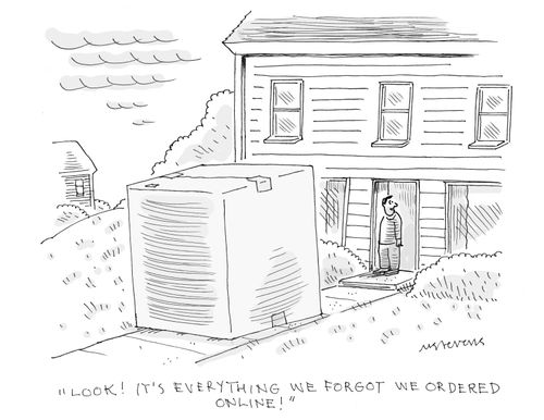 "Look! It's everything we forgot we ordered online!"