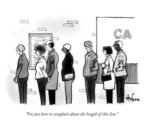 "I'm just here to complain about the length of this line."