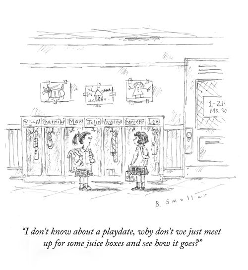 "I don't know about a playdate, why don't we just meet up for some juice boxes and see how it goes?"