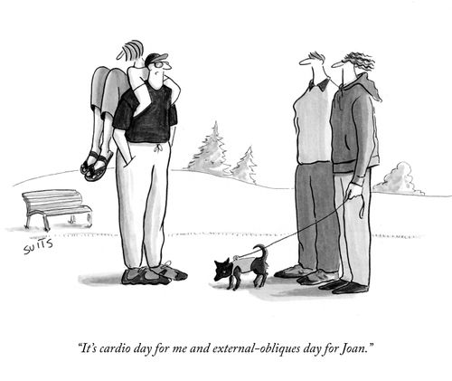 "It's cardio day for me and external-obliques day for Joan."