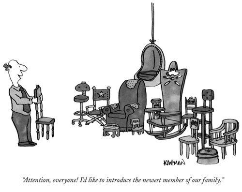 "Attention, everyone! I'd like to introduce the newest member of our family."