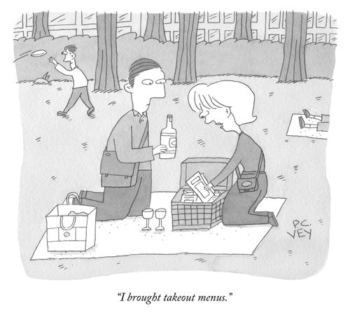 "I brought takeout menus."