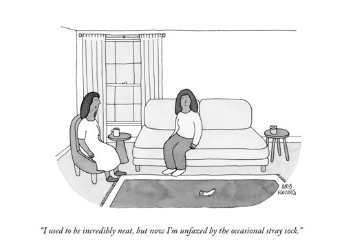 "I used to be incredibly neat, but now I'm unfazed by the occasional stray sock."