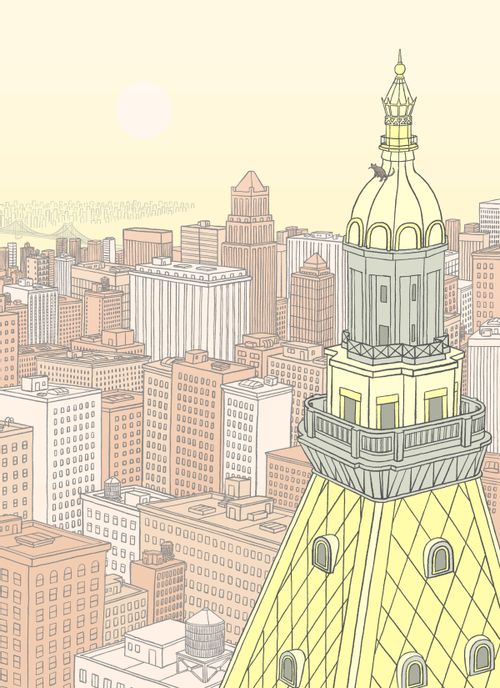 Manhattan Cat atop the Woolworth Building