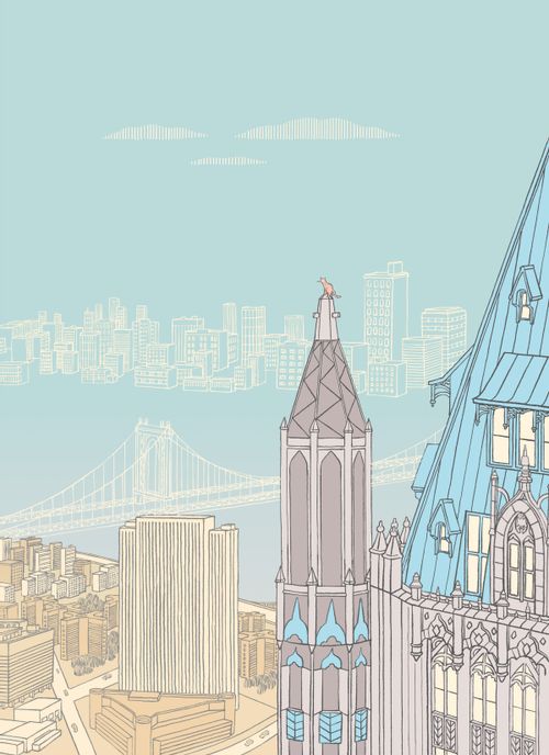 Manhattan Cat atop the Woolworth Building
