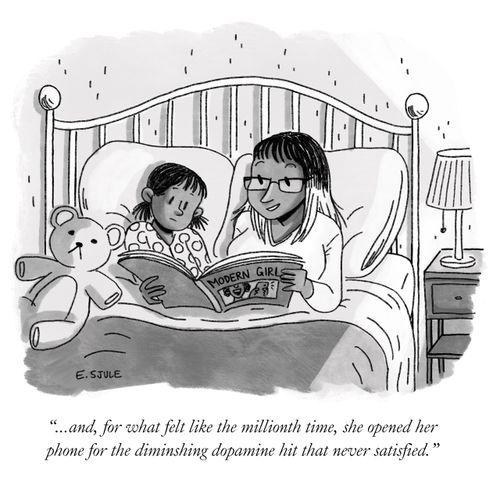 "...and, for what felt like the millionth time, she opened her phone for the diminishing dopamine hit that never satisfied."