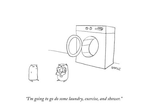 "I'm going to go do some laundry, exercise, and shower."