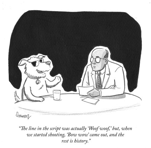 "The line in the script was actually 'Woof woof,' but, when we started shooting, 'Bow wow' came out, and the rest is history."