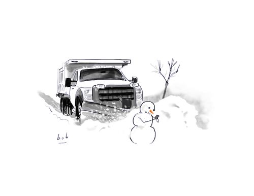 Screen Addicted Snowman in the Path of a Plough