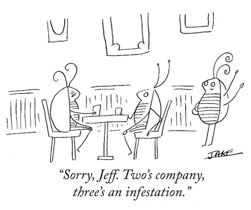 "Sorry, Jeff. Two's company, three's an infestation."