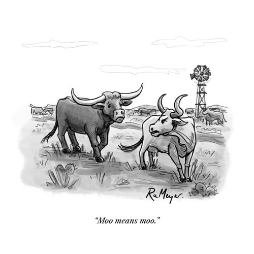 "Moo means moo."
